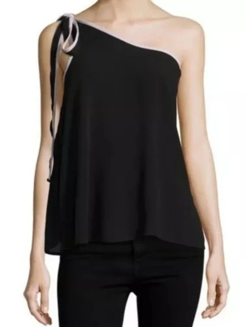 NWT Free People black purple You're the One one shoulder tank top